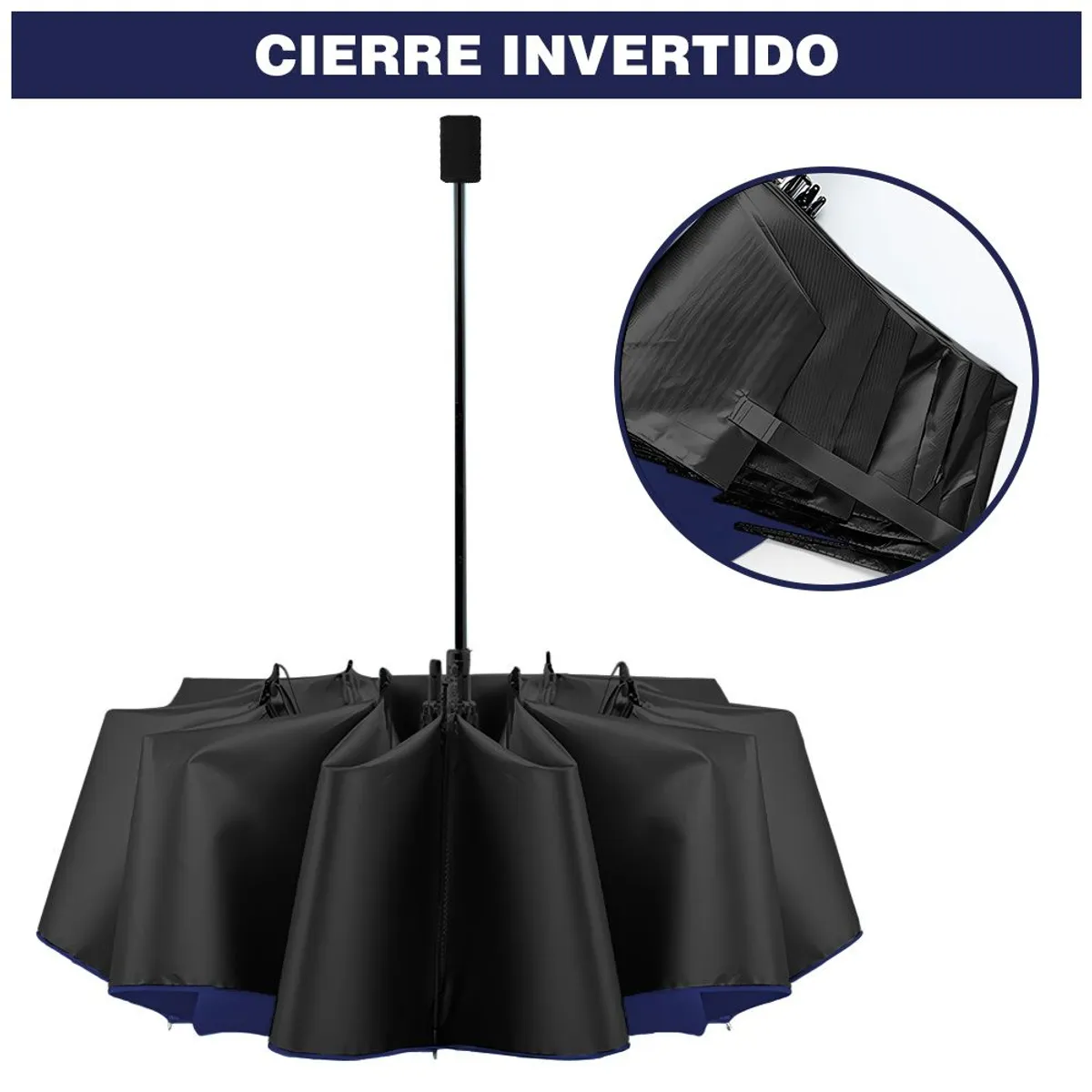SOMBRILLA PARAGUAS DE CARTERA PLEGABLE CON PROTECCIÓN UV COLOR AZUL - 5