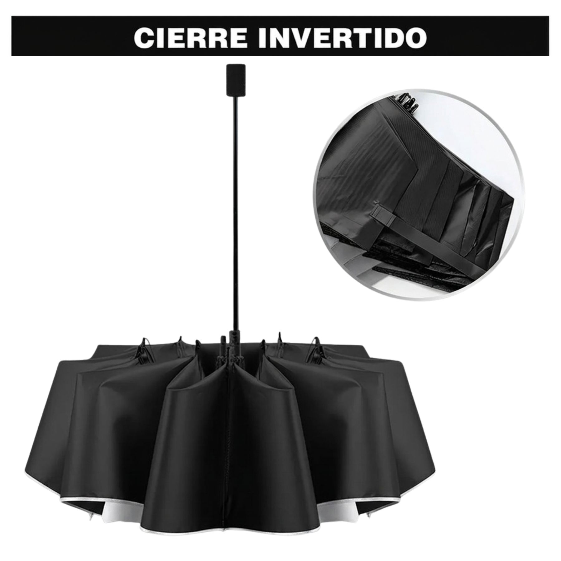 SOMBRILLA DE MANO PARAGUAS PLEGABLE PARA EL SOL Y LLUVIA COLOR PLATA - 7