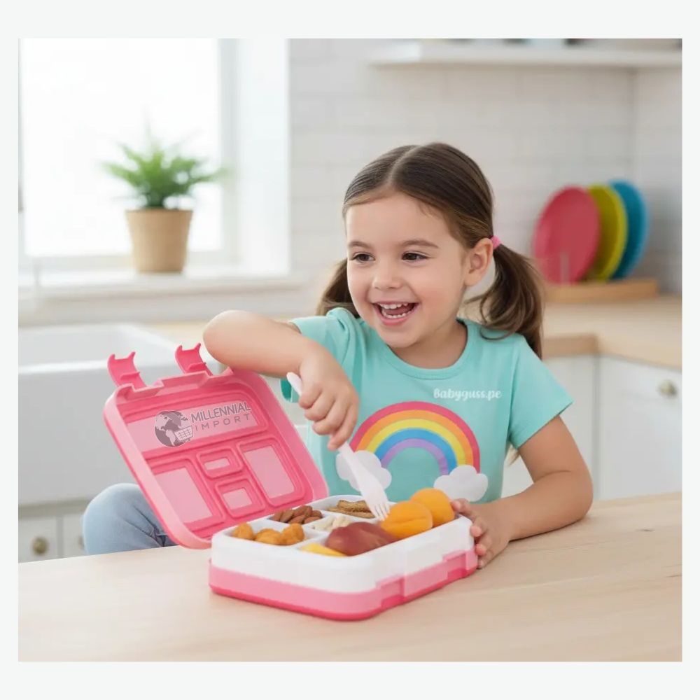 LONCHERA PARA NIÑAS TIPO BENTO BOX LIBRE DE BPA DE 5 DIVISIONES ANTIFUGAS - 10