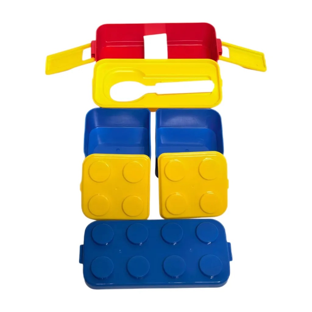SET X3 TAPERS LONCHERA FORMA LEGO PARA NIÑOS CON TOMATODO - 9