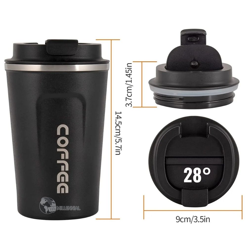 TAZA MILLENNIAL IMPORT ACERO INOXIDABLE 510ML CAFE DIGITAL CON SENSOR TEMPERATURA NEGRO - 5