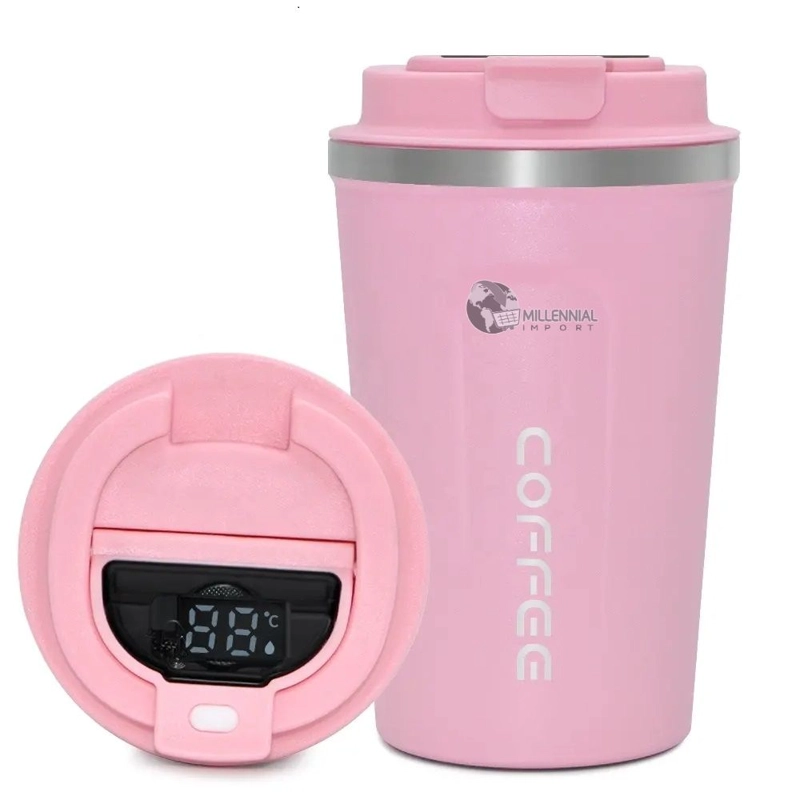 VASO TAZA DIGITAL ACERO INOXIDABLE 510ML ROSADO - 1
