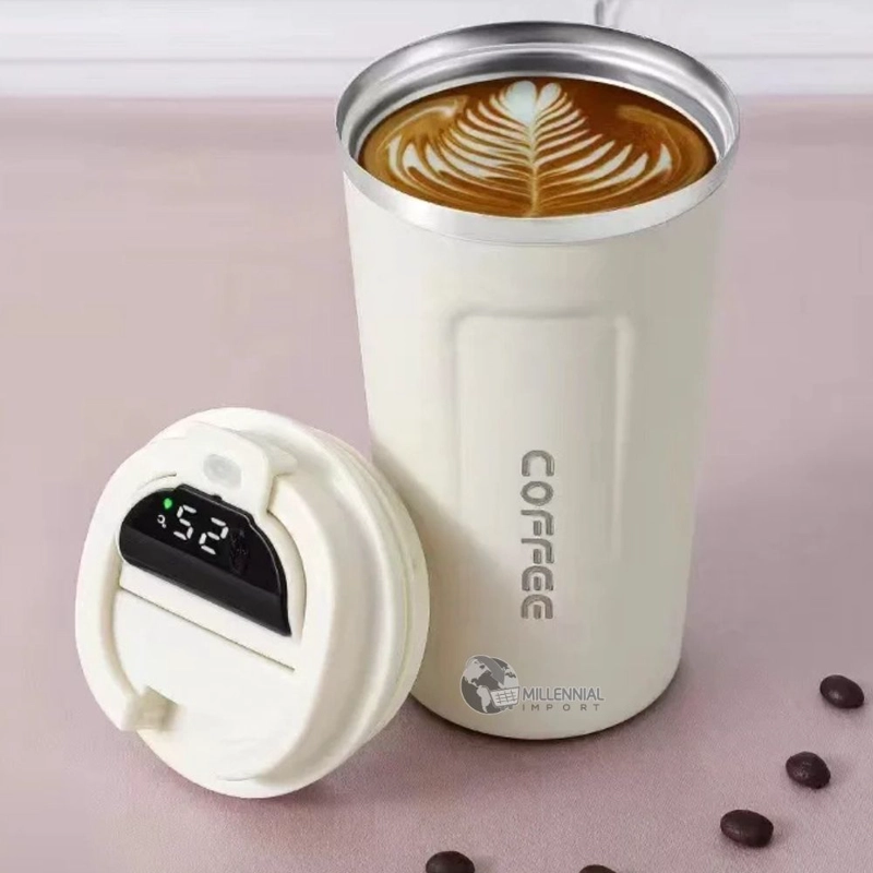 TAZA TERMICA DIGITAL ACERO INOXIDABLE 510ML BLANCO - 5