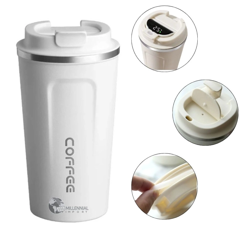 VASO TÉRMICO MILLENNIAL IMPORT ACERO 510 ML CON CONTROL TEMP C° BLANCO - 1