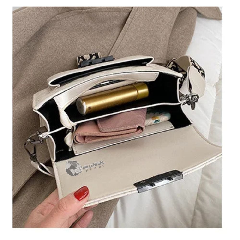 CARTERA BOLSO DE HOMBRO CRUZADO CON HEBILLA COLOR BLANCO - 2