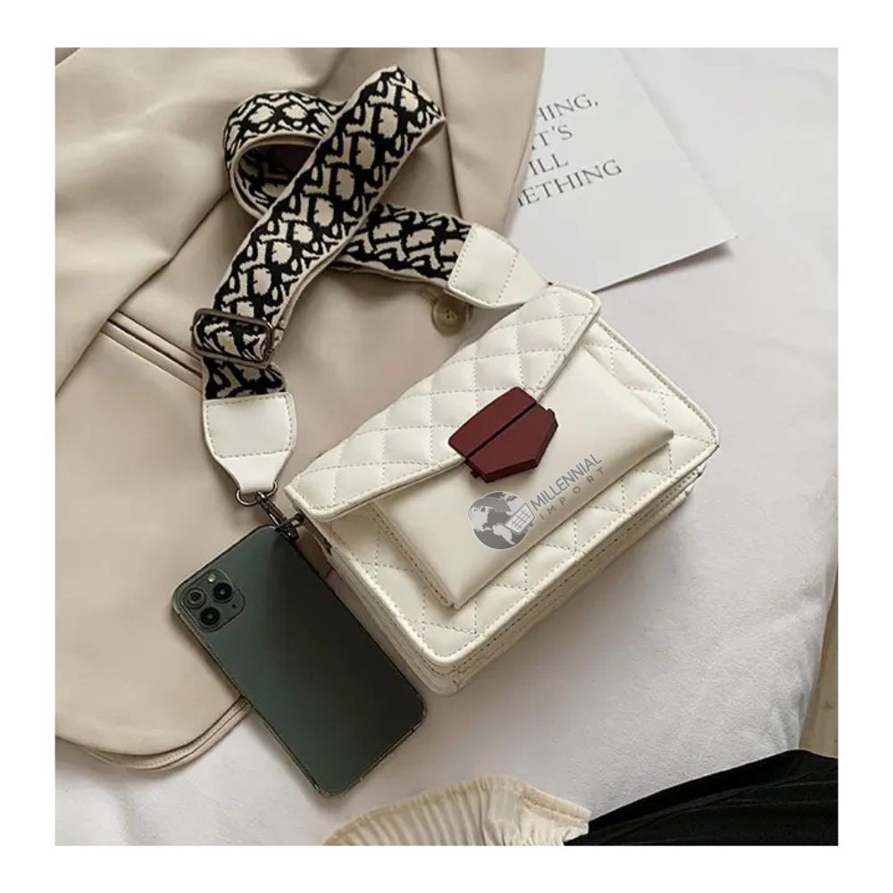CARTERA BOLSO DE HOMBRO CRUZADO CON HEBILLA COLOR BLANCO - 3
