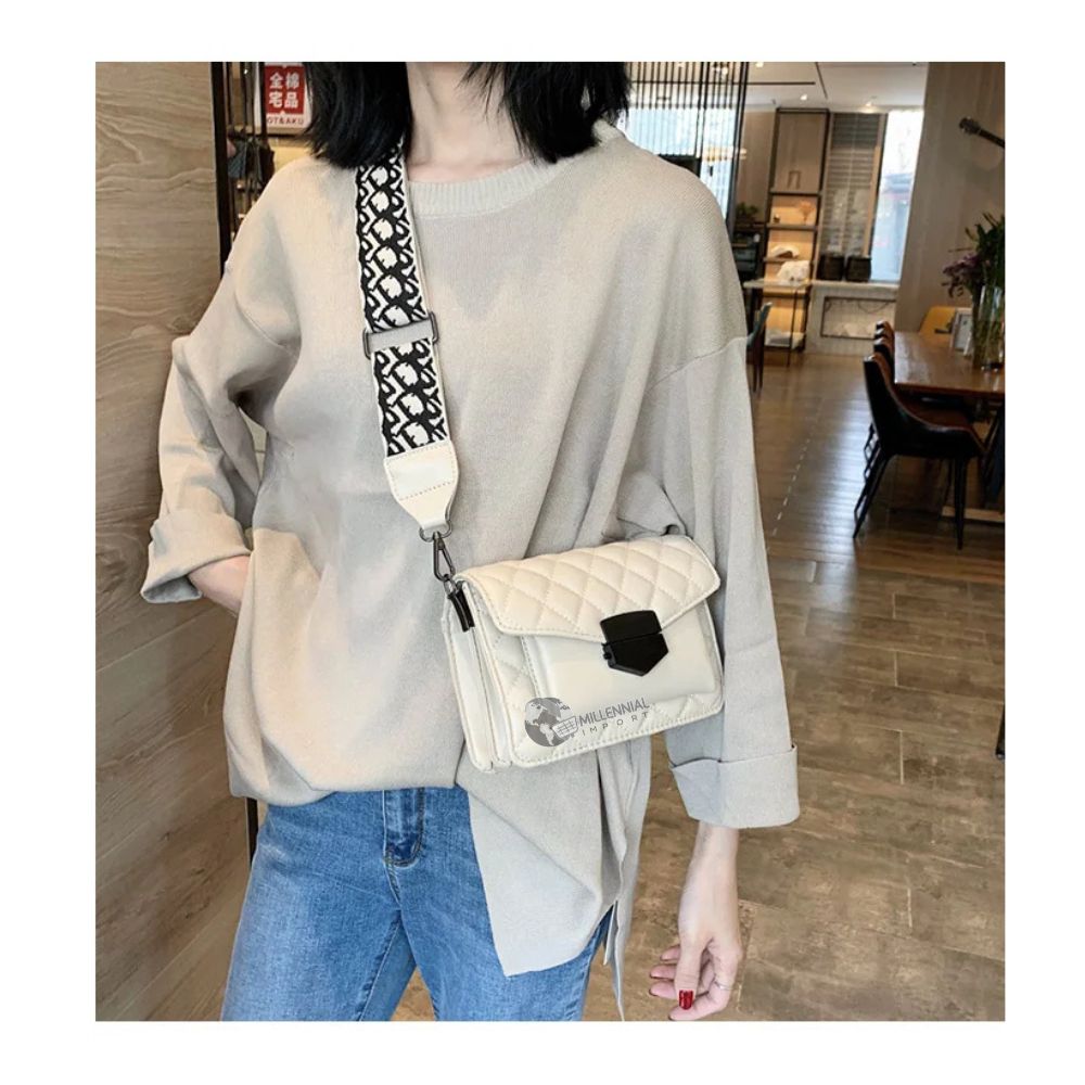 CARTERA BOLSO DE HOMBRO CRUZADO CON HEBILLA COLOR BLANCO - 5