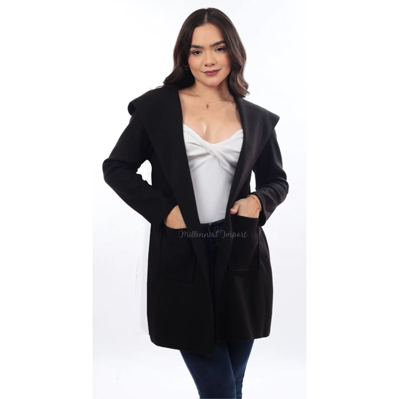 BLAZER LARGO MUJER ABRIGO PAÑO ITALIANO MODA ELEGANTE - 1