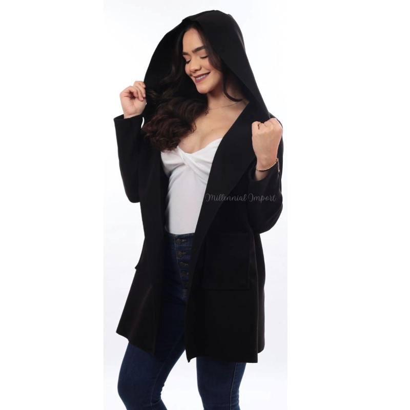 BLAZER LARGO MUJER ABRIGO PAÑO ITALIANO MODA ELEGANTE - 2