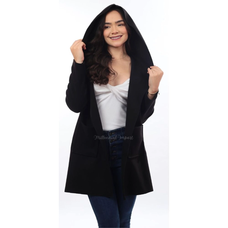 BLAZER LARGO MUJER ABRIGO PAÑO ITALIANO MODA ELEGANTE - 3