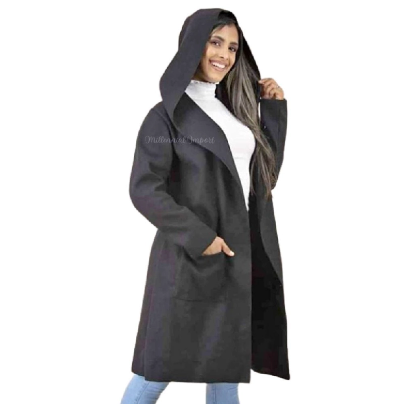 BLAZER LARGO MUJER ABRIGO PAÑO ITALIANO MODA ELEGANTE - 4