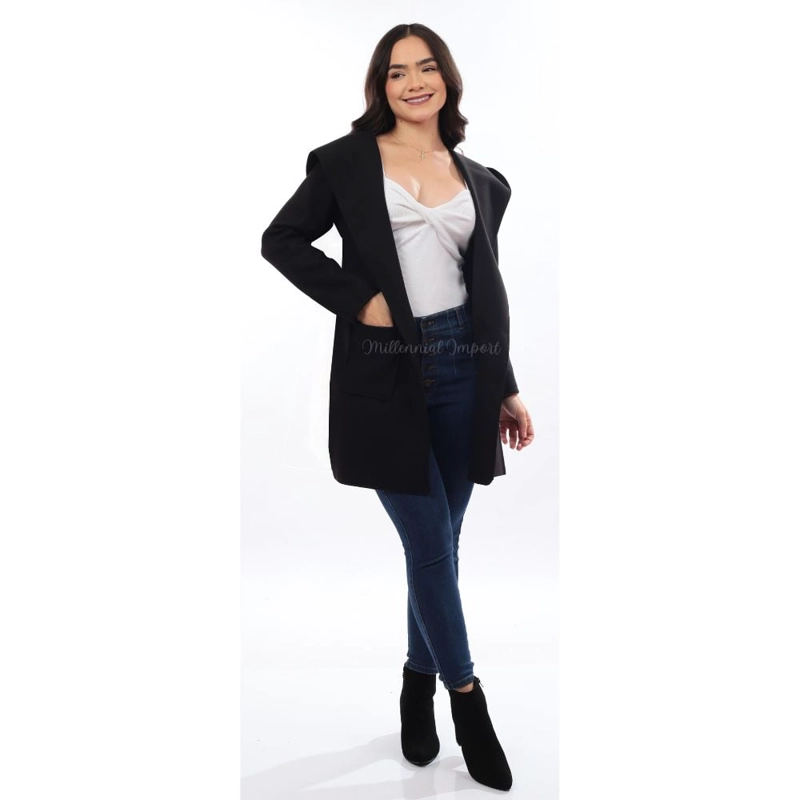 BLAZER LARGO MUJER ABRIGO PAÑO ITALIANO MODA ELEGANTE - 5