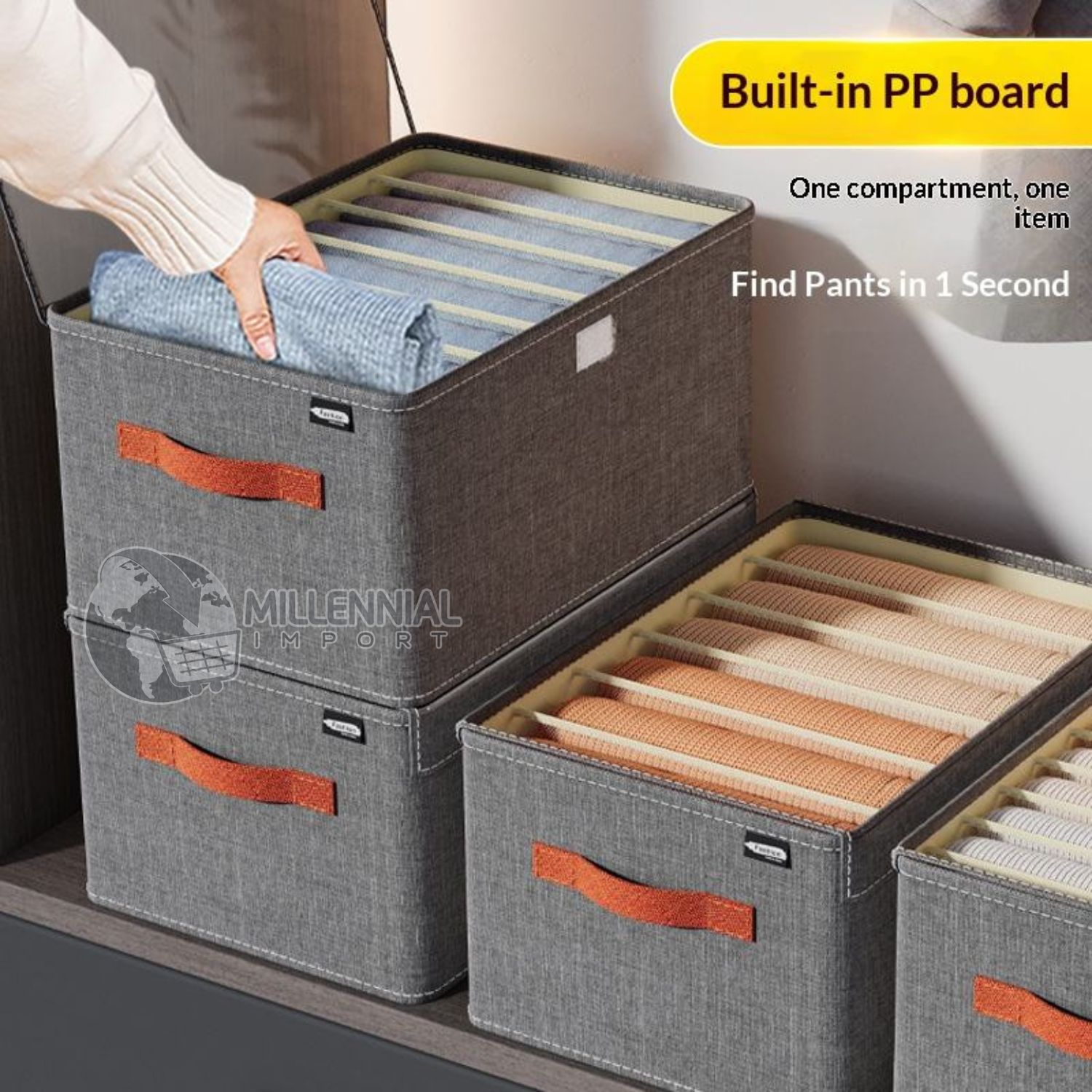 ORGANIZADOR PLEGABLE PARA EL ARMARIO CON TAPA Y DIVISIONES - 10