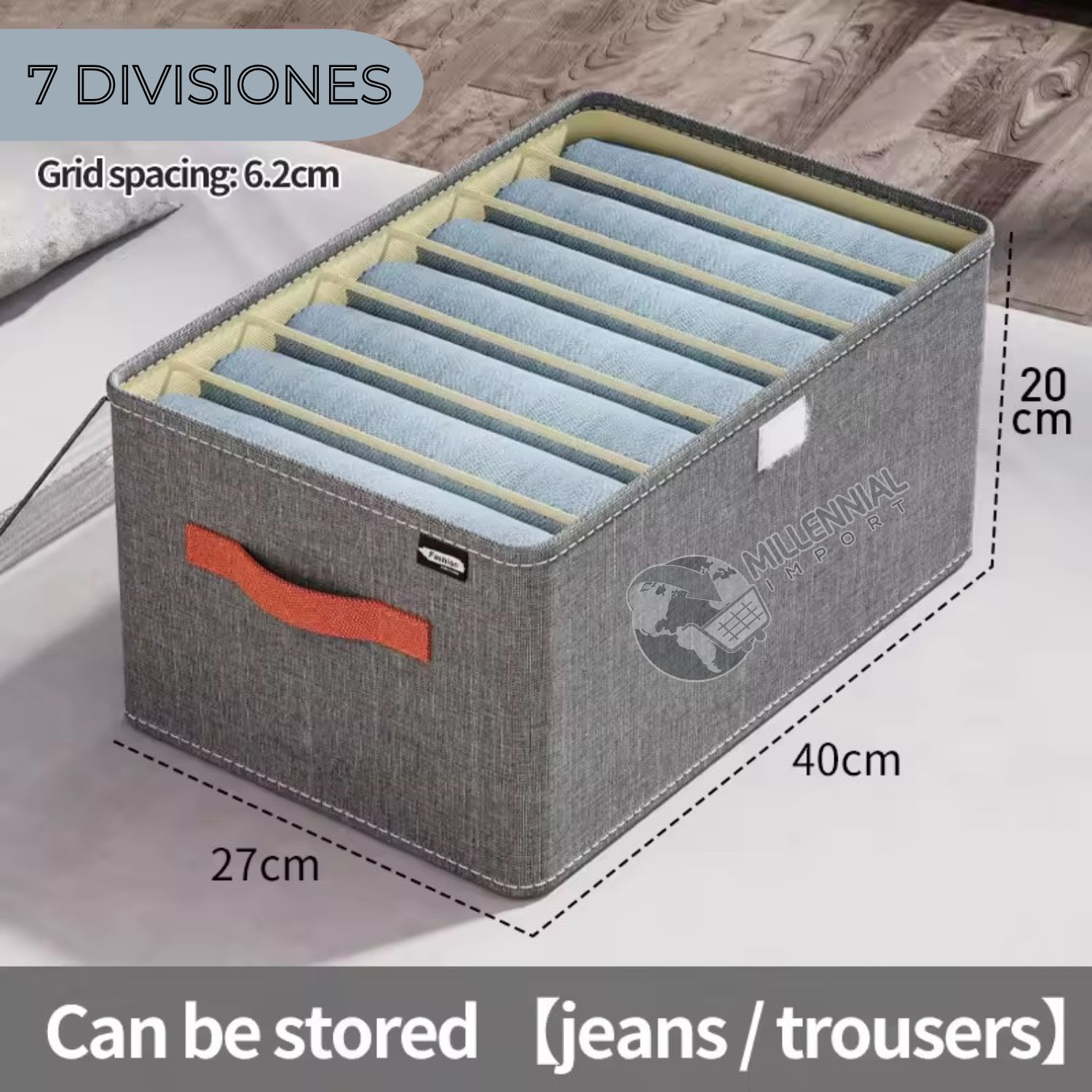 ORGANIZADOR CAJA PLEGABLE ALMACENAMIENTO PRENDAS CON TAPA Y DIVISIONES - 7