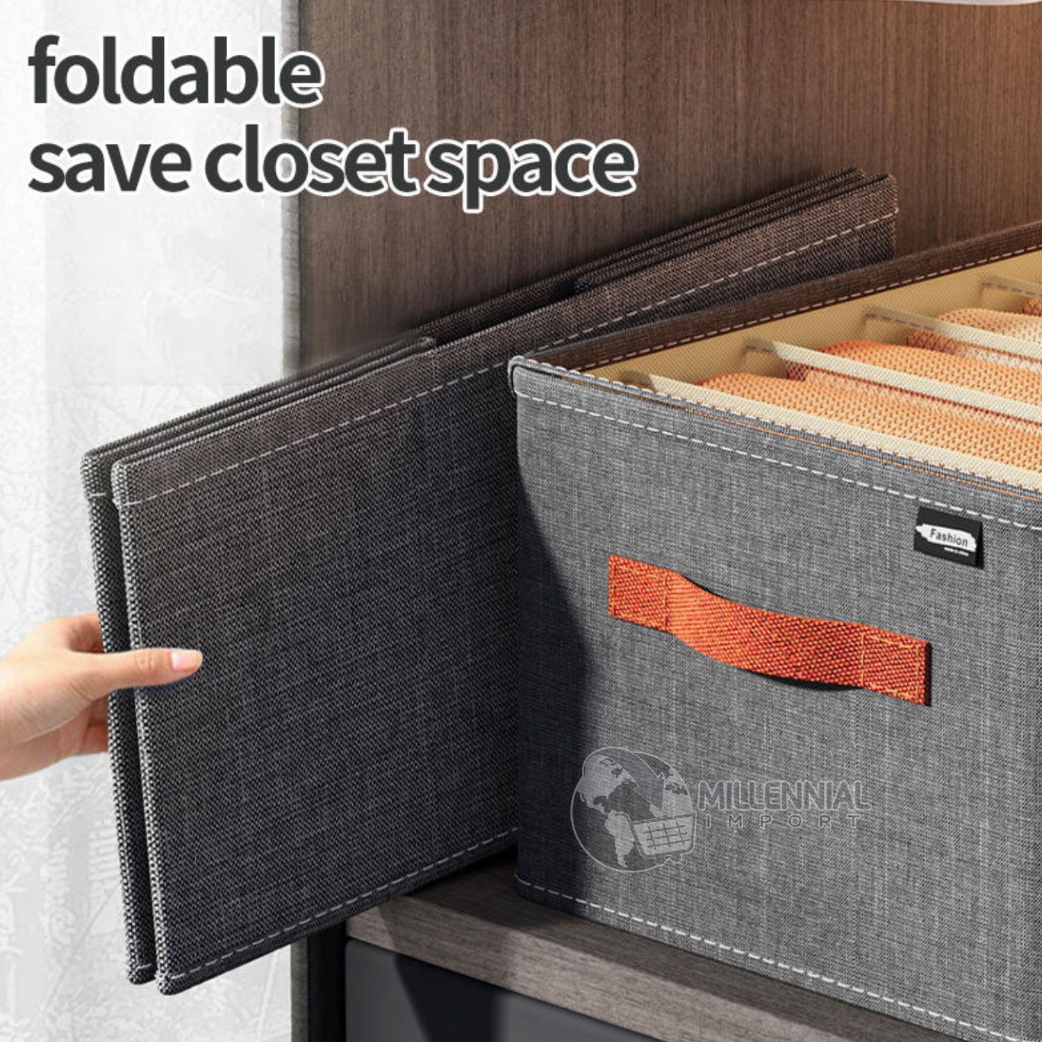 ORGANIZADOR CAJA PLEGABLE ALMACENAMIENTO PRENDAS CON TAPA Y DIVISIONES - 9