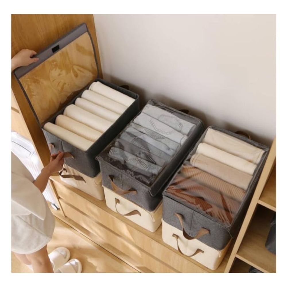 SET 4 PIEZAS ORGANIZADOR DE ROPA PLEGABLE MODERNO CON TAPA Y VARILLAS - 10