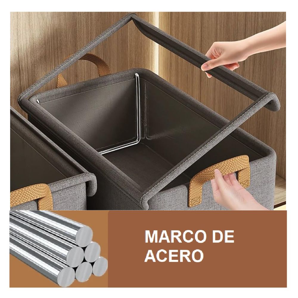 SET 3 PIEZAS ORGANIZADOR CAJA PLEGABLE ALMACENAMIENTO ROPA CON TAPA - 8