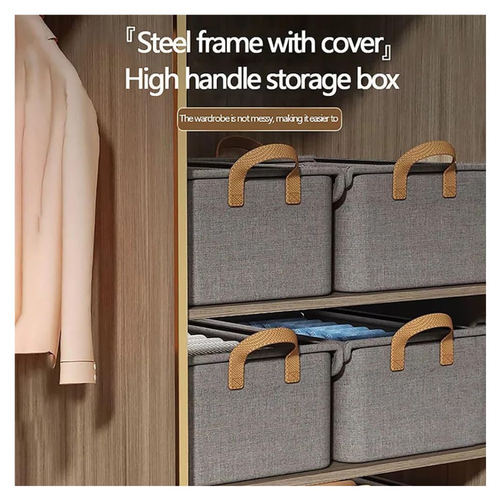 SET DE 02 CAJAS DE ALMACENAMIENTO DE ROPA ORGANIZADOR PLEGABLE CON TAPA Y DIVISIONES - 9