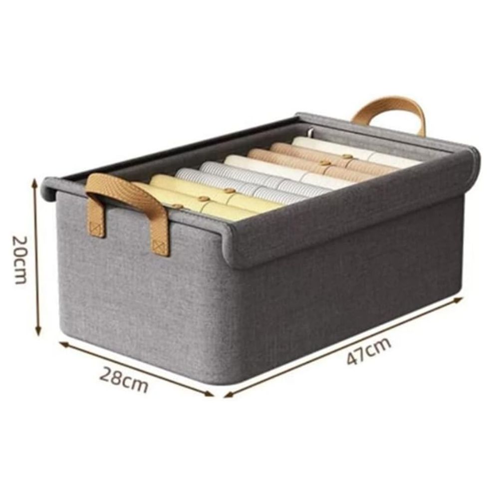 SET DE 02 CAJAS DE ALMACENAMIENTO DE ROPA ORGANIZADOR PLEGABLE CON TAPA Y DIVISIONES - 10
