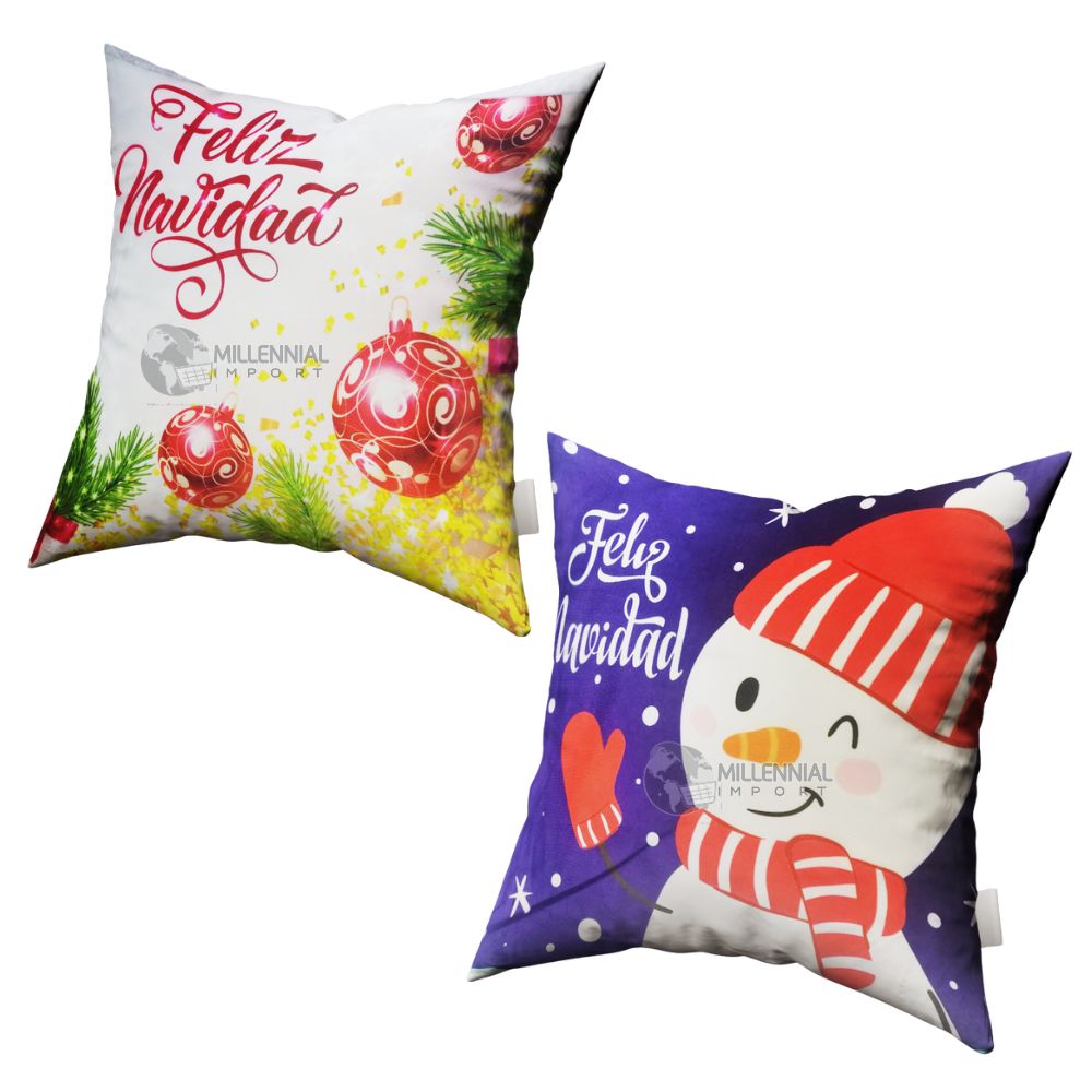 PACK 2 FUNDAS MULTICOLOR COJIN NAVIDEÑAS 45X45CM DISEÑO NAVIDAD - 2