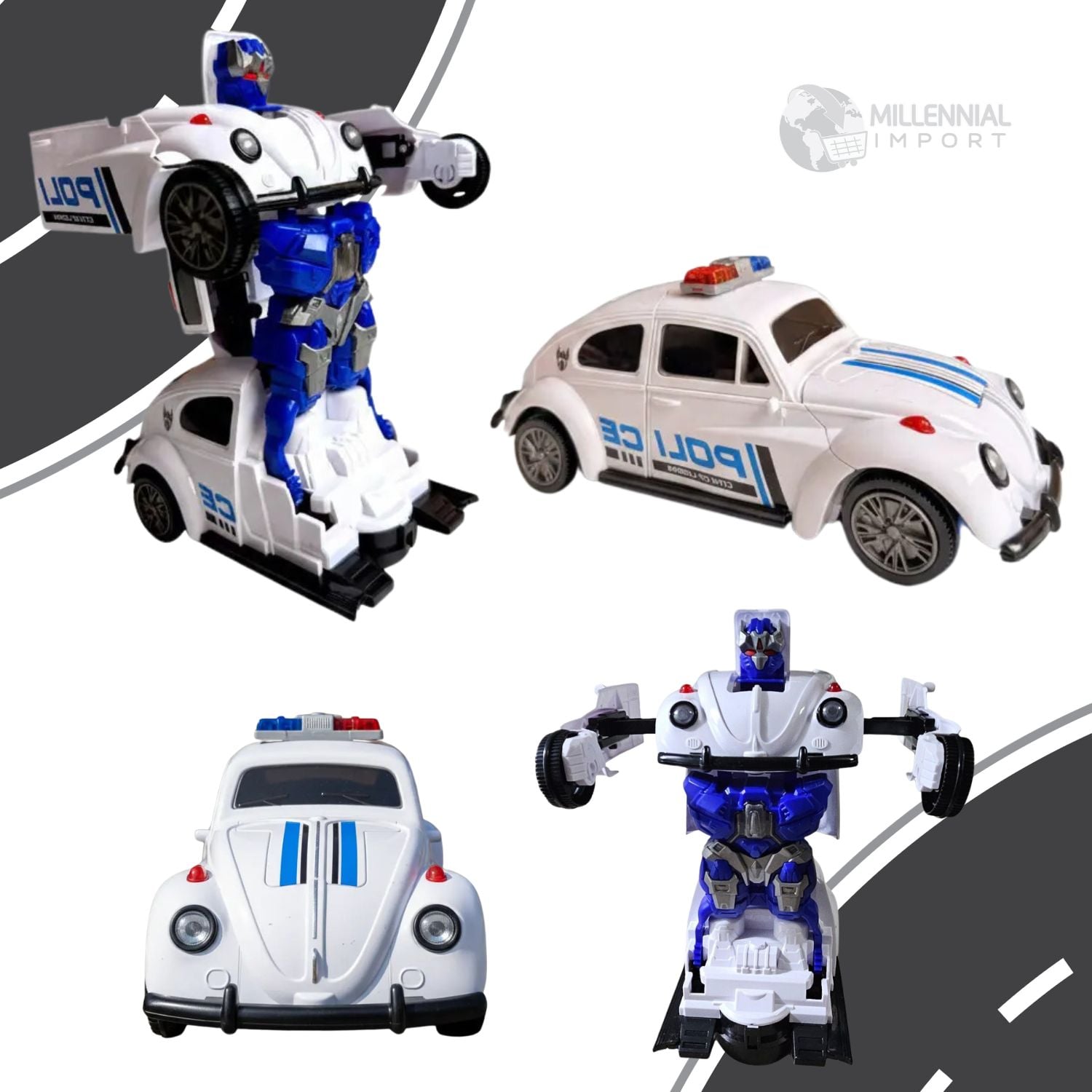 ROBOT CARRO DE POLICÍA JUGUETE TRANSFORMABLE CON LUZ LED PARA NIÑOS - 2