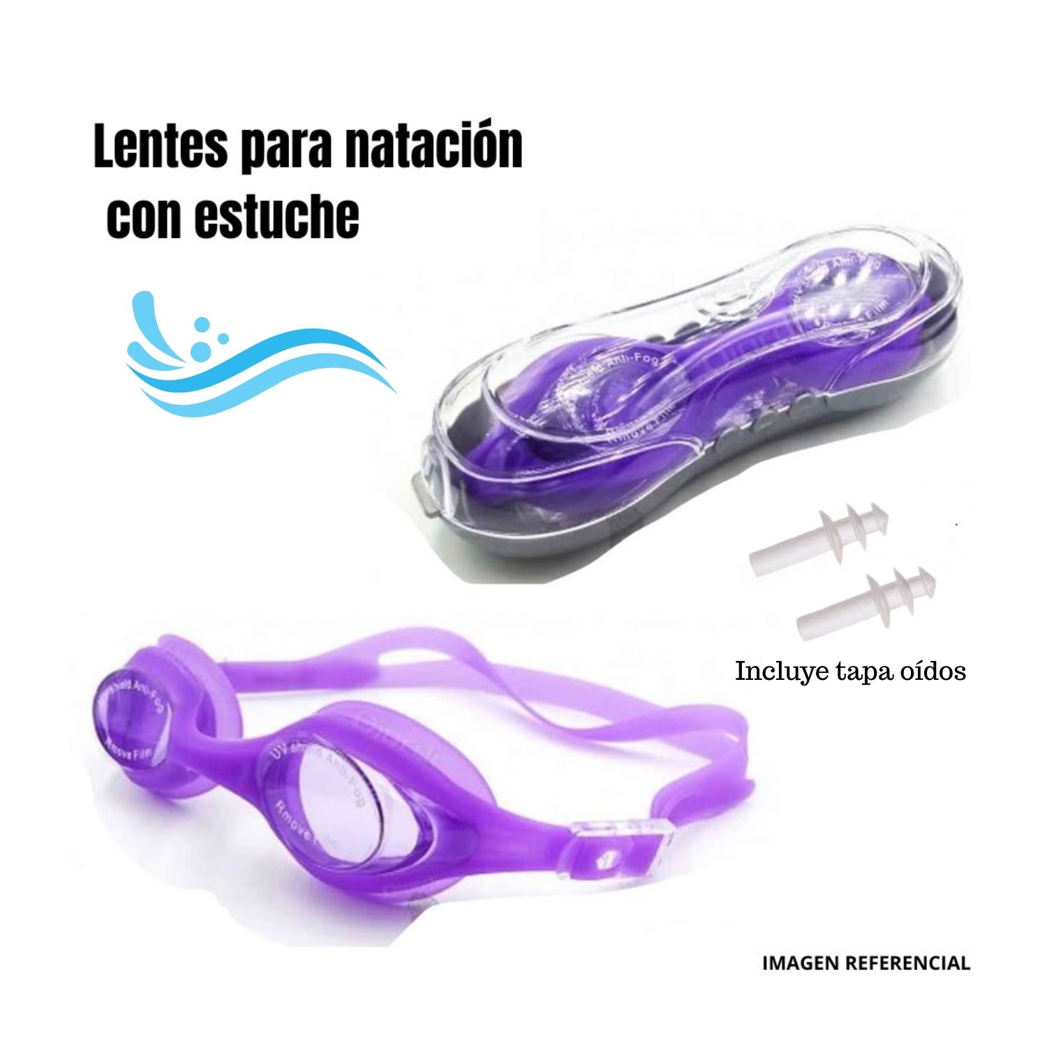 PACK POR 02 GAFAS DE NATACIÓN PARA NIÑAS CON TAPONES DE OÍDOS INCLUYE ESTUCHE - 7