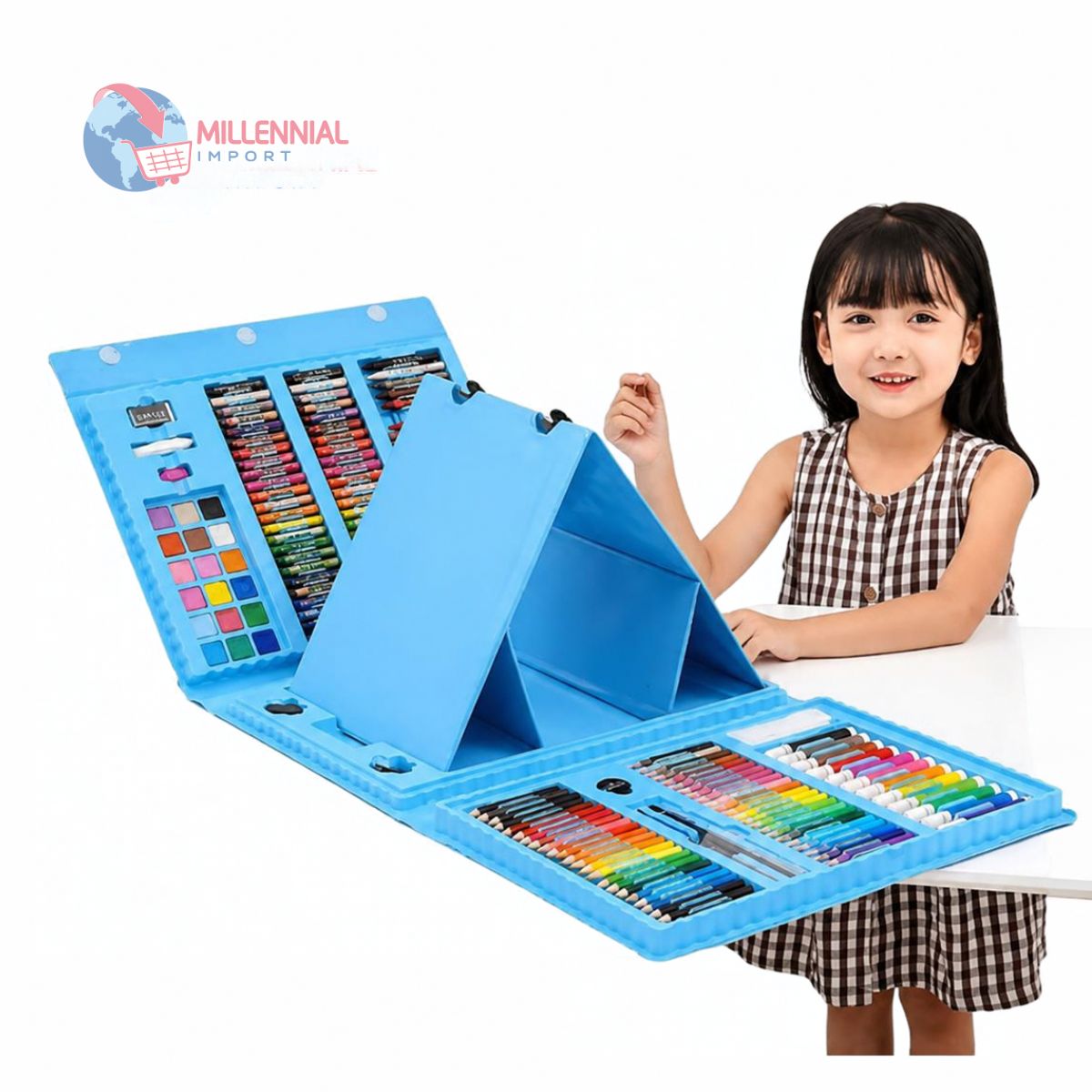 KIT DE ARTE MILLENNIAL IMPORT MEGA SET DIBUJO CREATIVO NIÑAS 208 PIEZAS GRANDE - 7