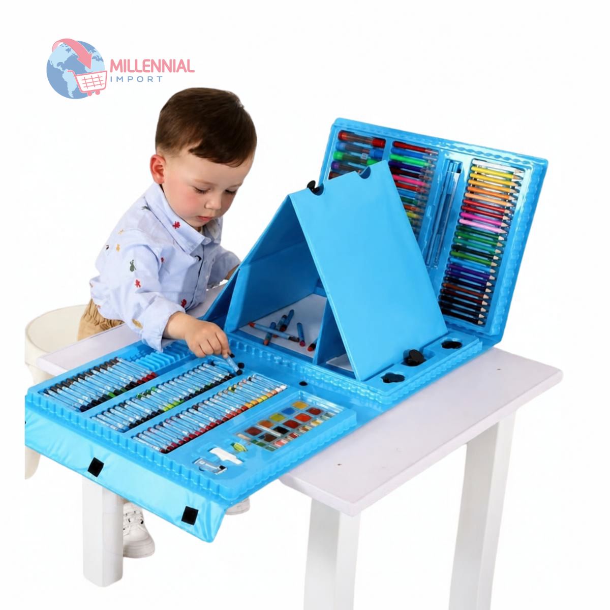 KIT DE ARTE MILLENNIAL IMPORT MEGA SET DIBUJO CREATIVO NIÑAS 208 PIEZAS GRANDE - 8