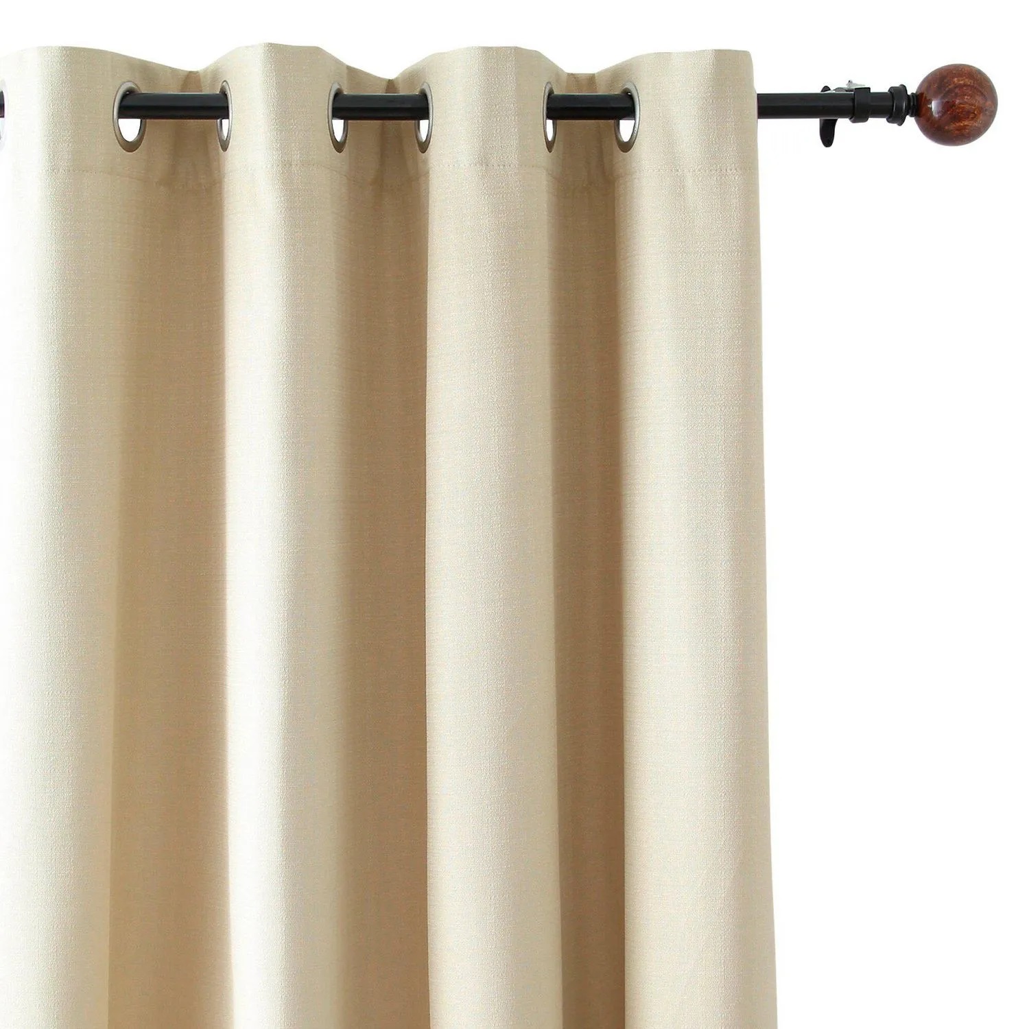 CORTINA DE TELA CON TEXTURA BEIGE CON AROS – 2 PAÑOS - 5