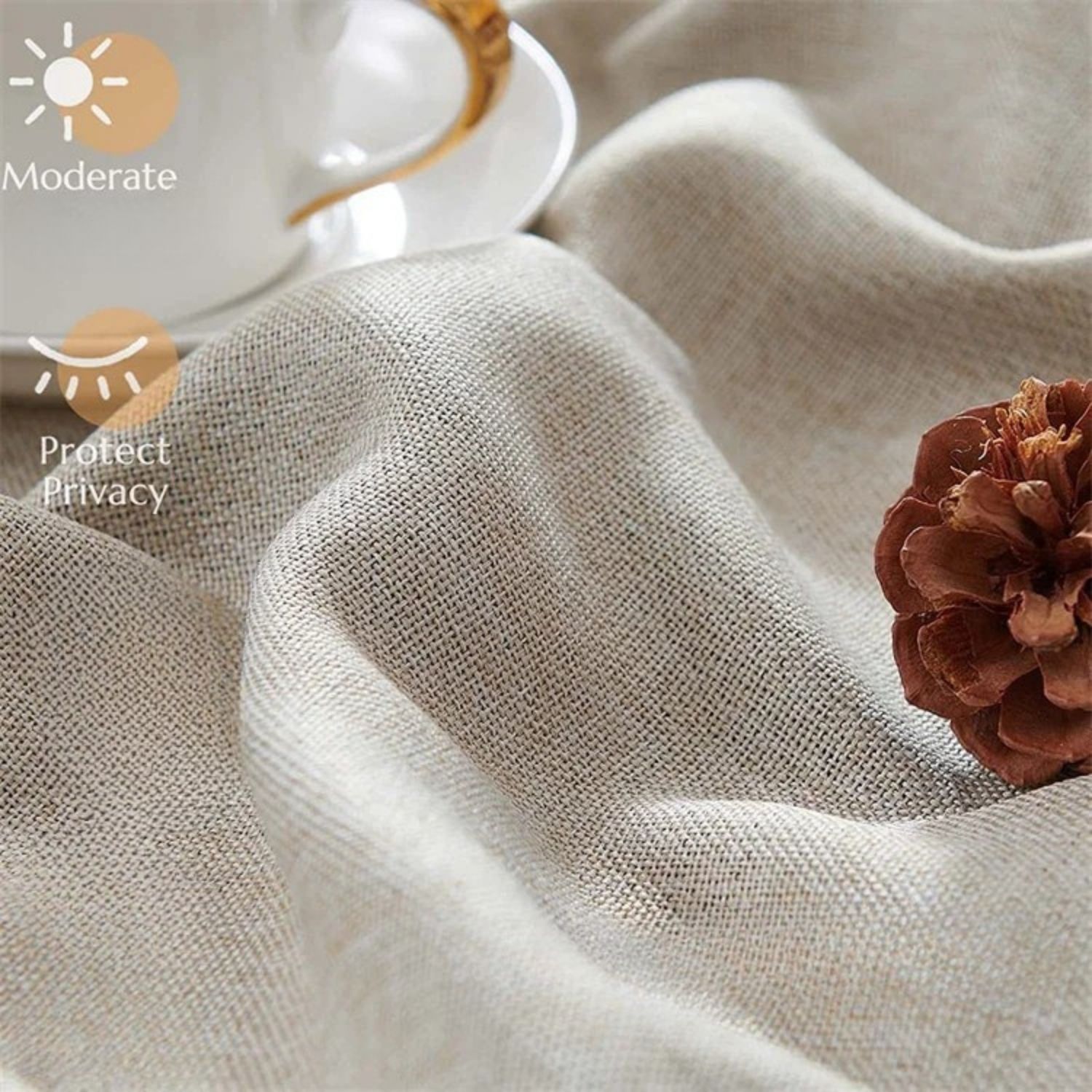 CORTINA MODERNA BEIGE CON AROS – SET DE 2 PAÑOS - 5