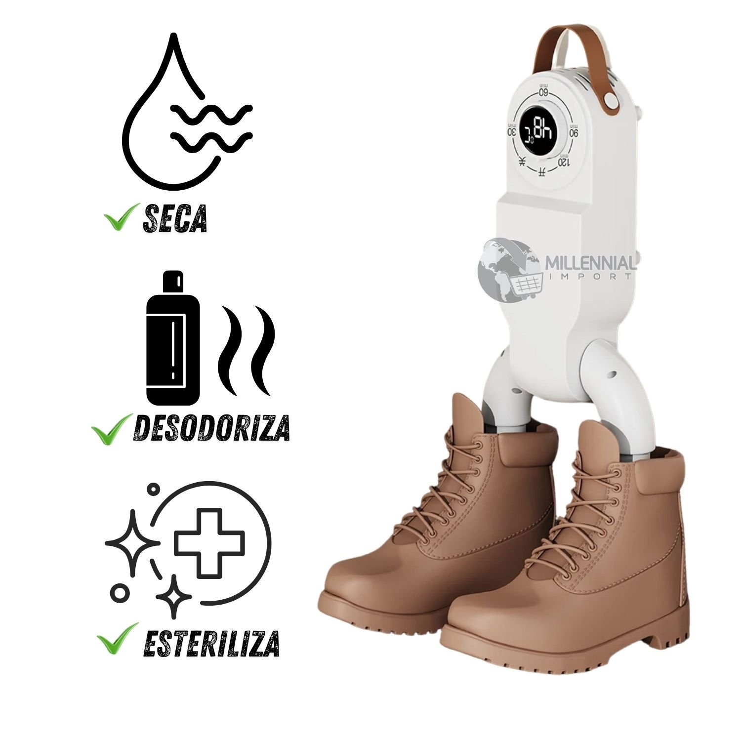 SECADOR DE ZAPATOS Y ZAPATILLAS ELÉCTRICO PORTÁTIL CON PERILLA - 5