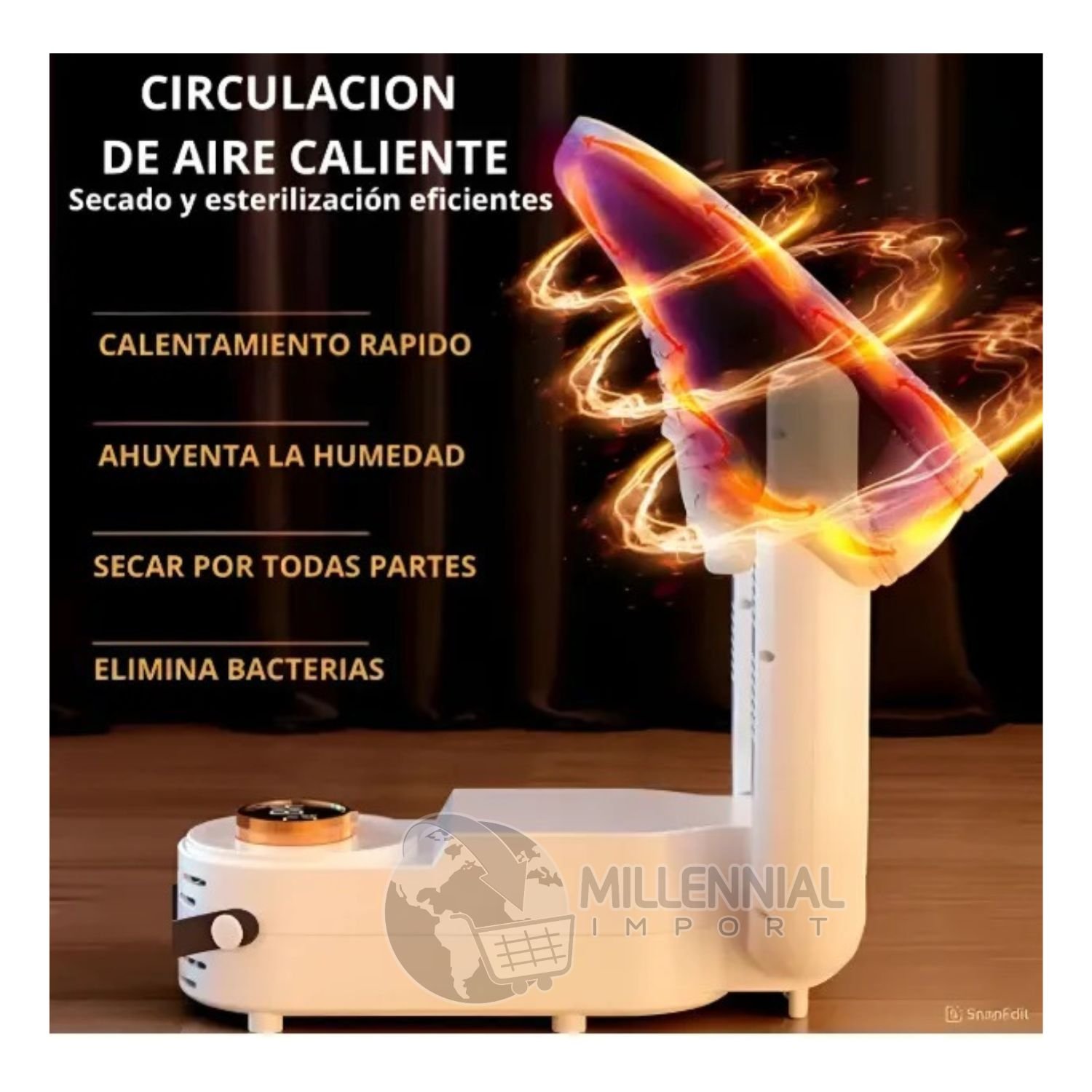 SECADOR DE ZAPATOS Y ZAPATILLAS ELÉCTRICO PORTÁTIL CON PERILLA - 6
