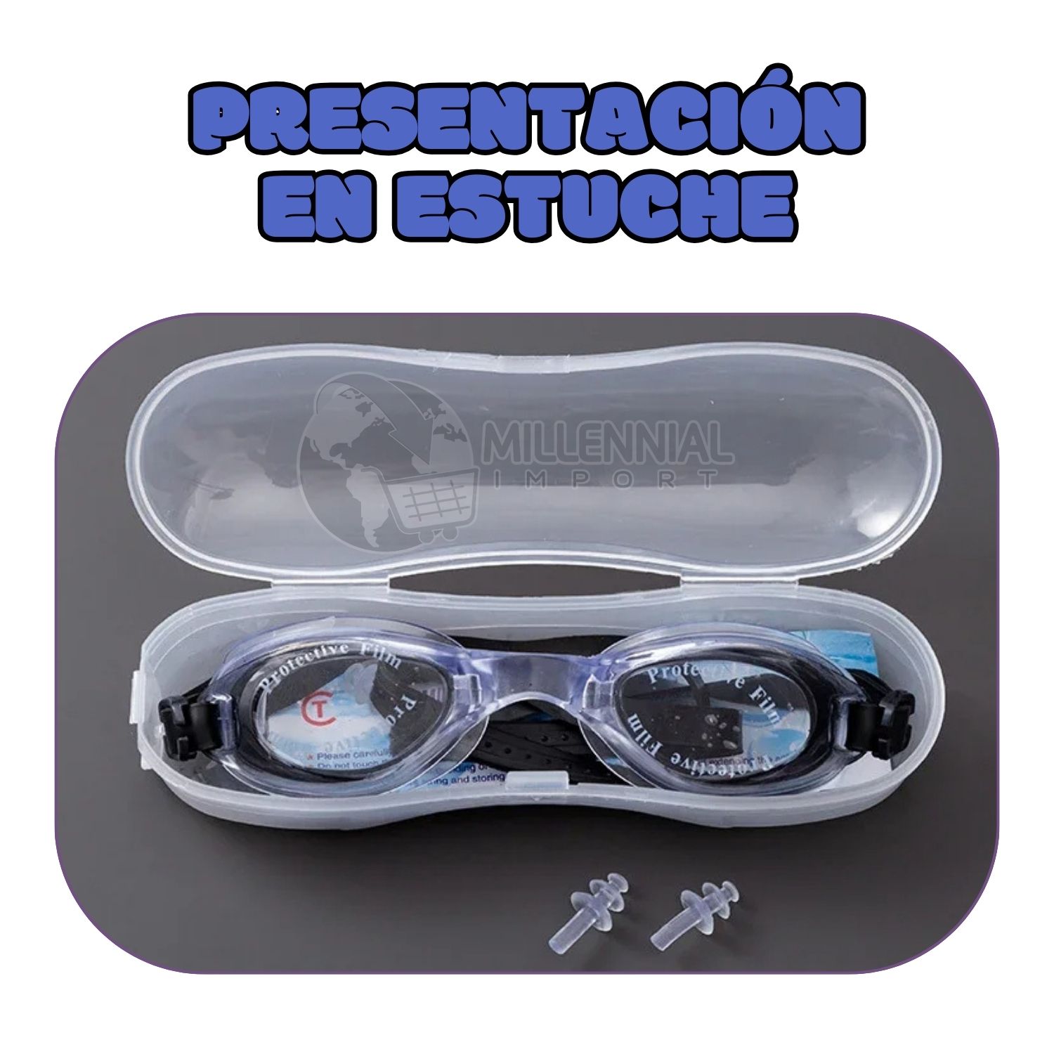 PACK DE LENTES NATACIÓN CON TAPON OÍDOS + GORRO LICRA NIÑAS - 2
