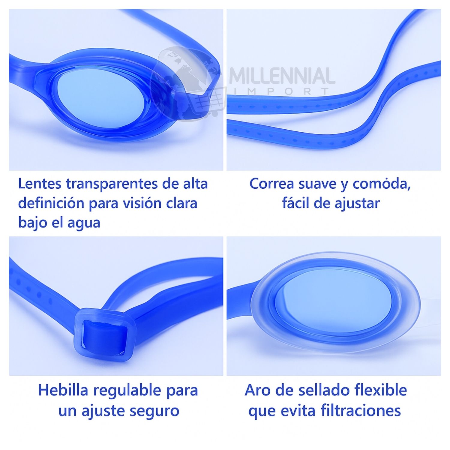 PACK DE LENTES NATACIÓN CON TAPON OÍDOS + GORRO LICRA NIÑAS - 9