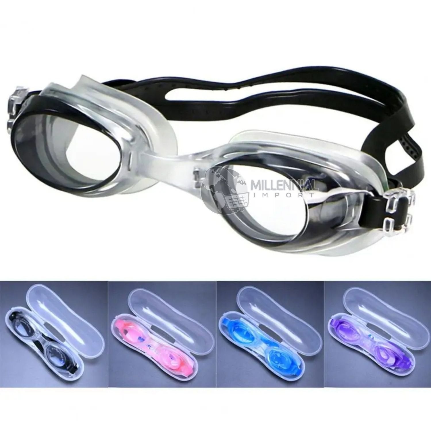 PACK DE LENTES NATACIÓN CON TAPON OÍDOS + GORRO LICRA NIÑOS - 2
