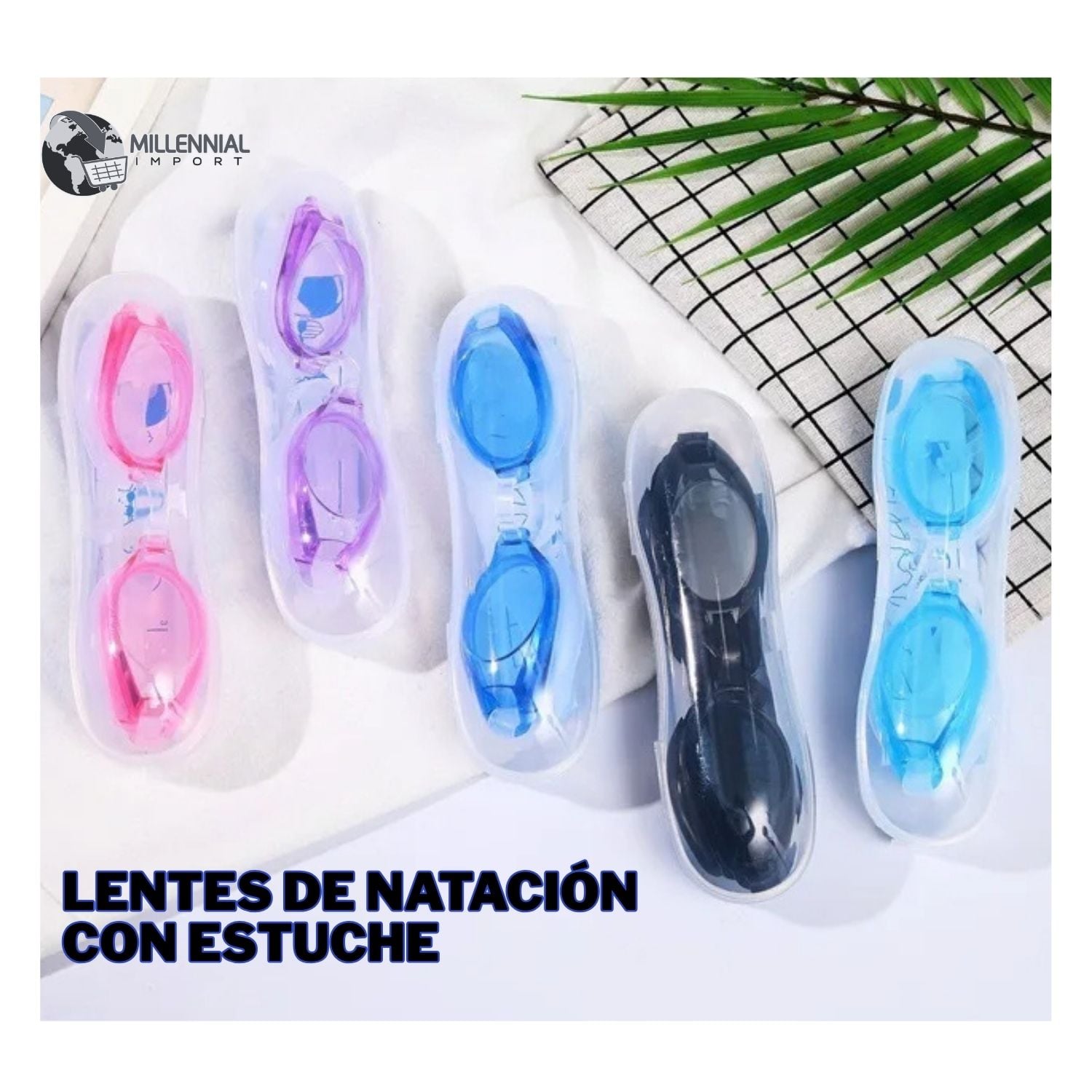 PACK DE LENTES NATACIÓN CON TAPON OÍDOS + GORRO LICRA NIÑOS - 3