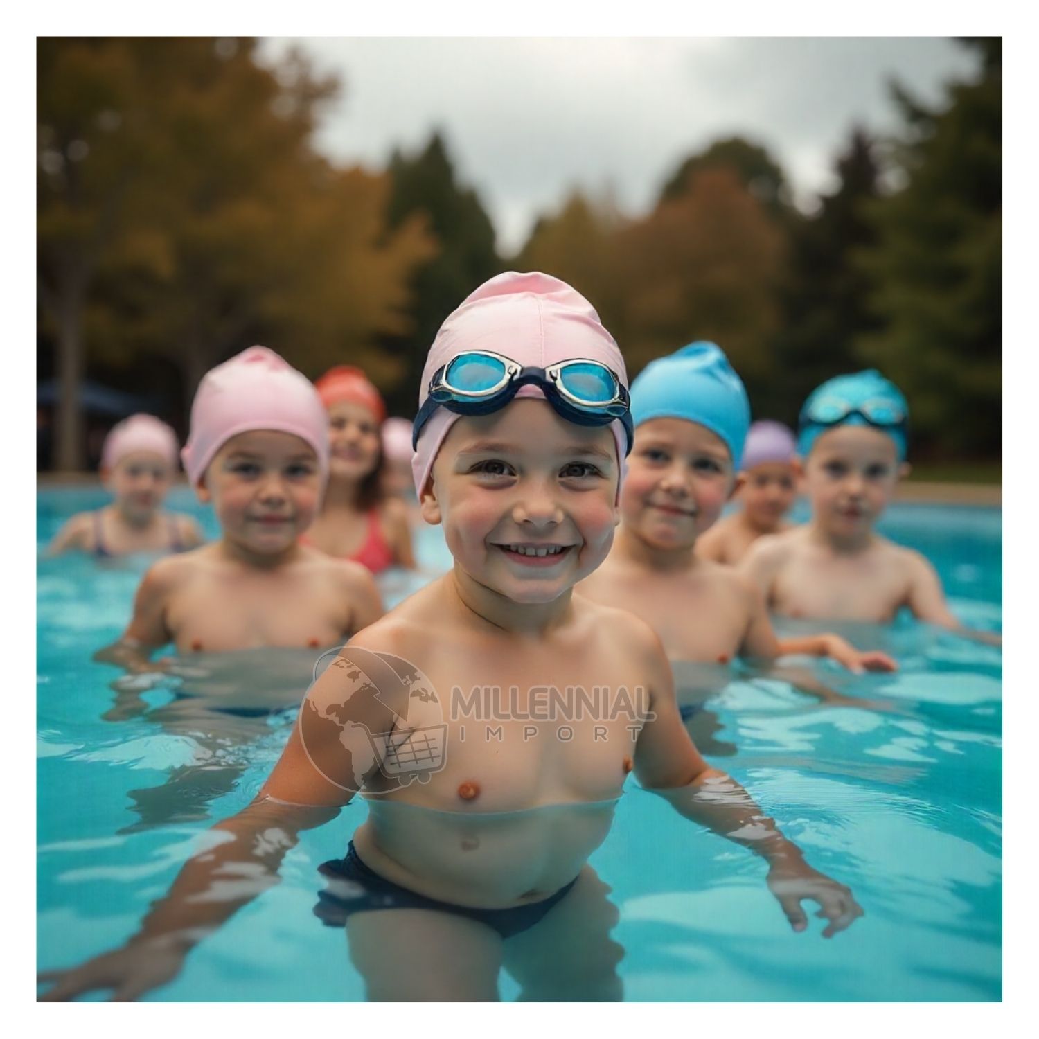 PACK DE LENTES NATACIÓN CON TAPON OÍDOS + GORRO LICRA NIÑOS - 7