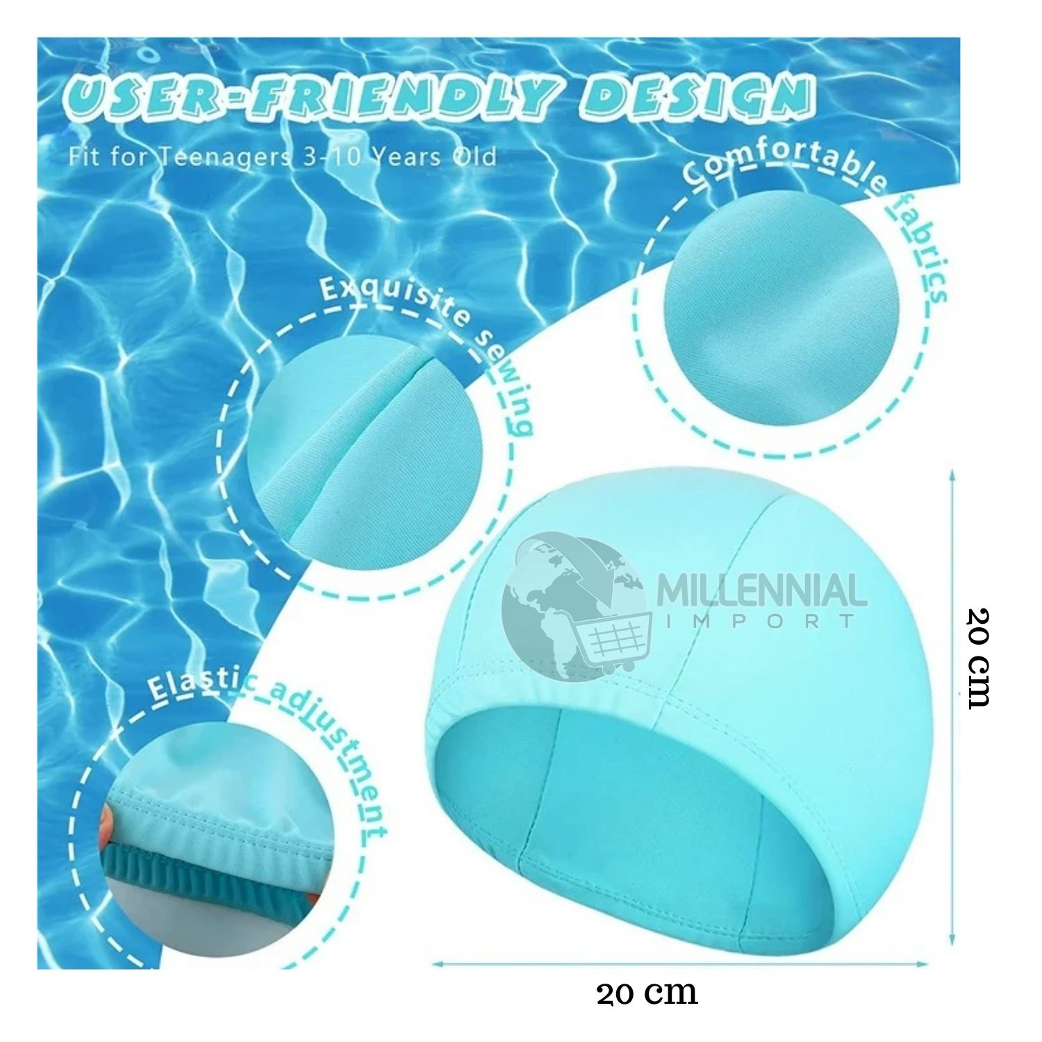 PACK DE LENTES NATACIÓN CON TAPON OÍDOS + GORRO LICRA NIÑOS - 8