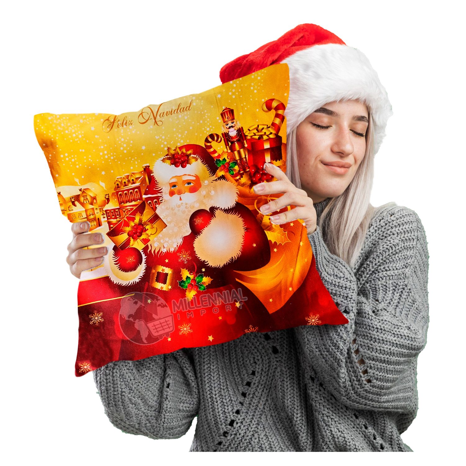 COLECCIÓN 3 FUNDAS NAVIDEÑAS DECORATIVAS PARA SALA 45X45 CM - 5