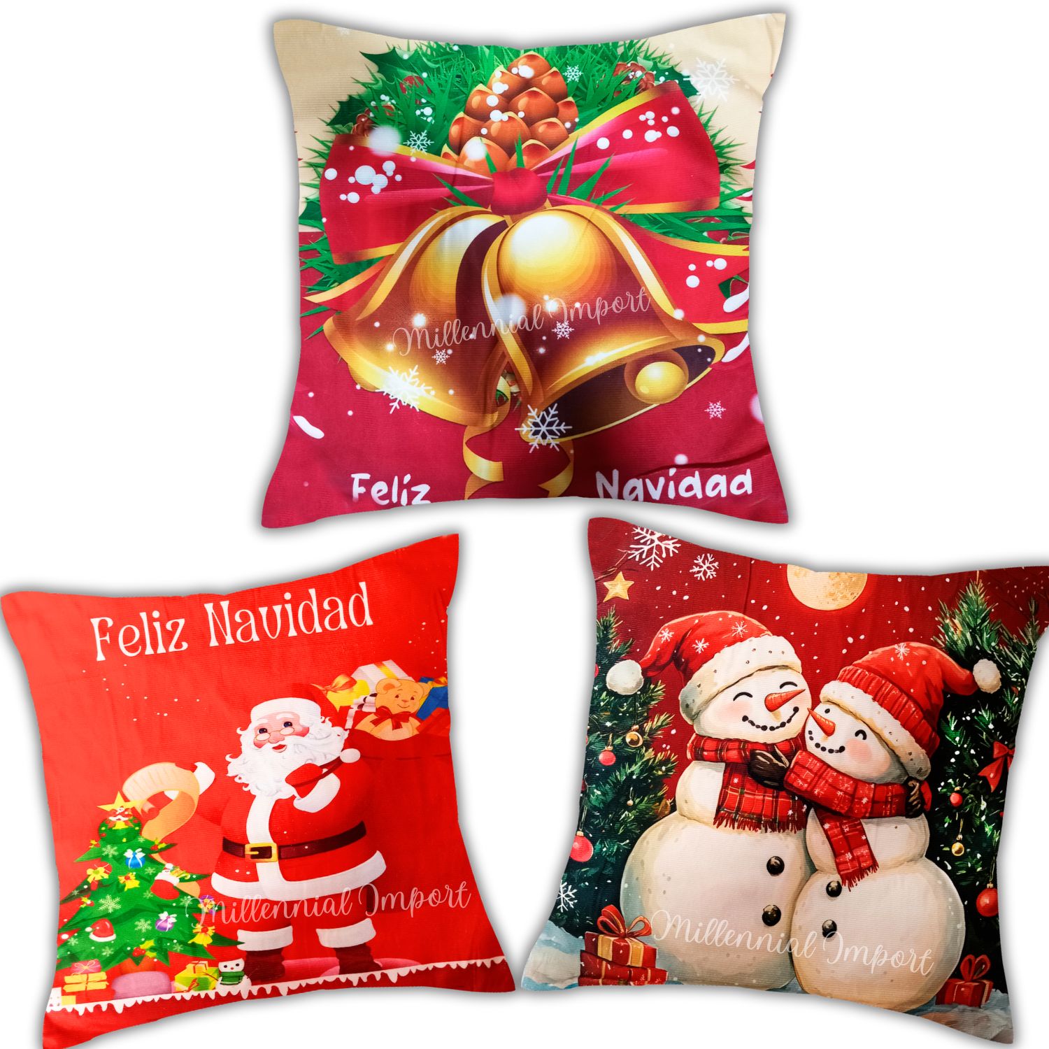 JUEGO NAVIDEÑO 3 FUNDAS PARA COJÍN 45X45 CM DISEÑO MODERNO - 5