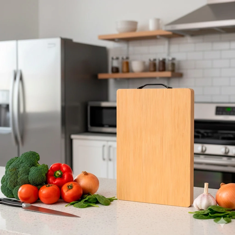 TABLA PARA CORTAR DE BAMBÚ PARA COCINA CON ASA 34CM - 2