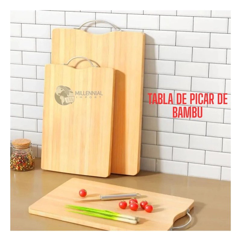 TABLA PARA CORTAR DE BAMBÚ PARA COCINA CON ASA 34CM - 3