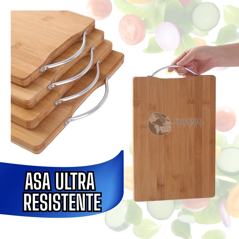 TABLA PARA CORTAR DE BAMBÚ PARA COCINA CON ASA 34CM - 5