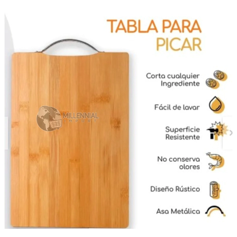 TABLA DE PICAR DE BAMBÚ ECOLÓGICA Y DURADERA CON ASA 34CM - 2