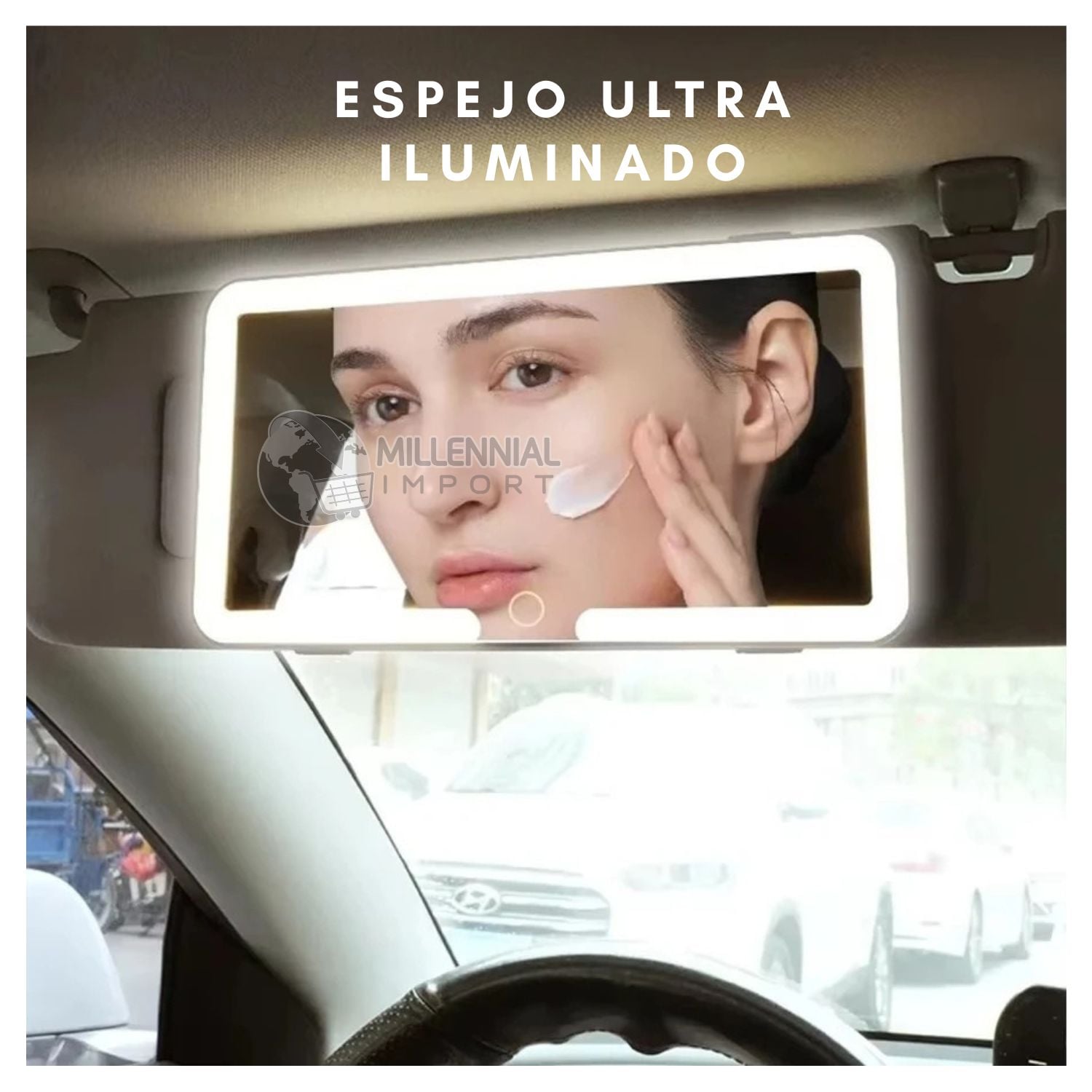 ESPEJO LED CON LUZ TÁCTIL RECARGABLE PARA AUTO EN VISERA PARASOL - 1