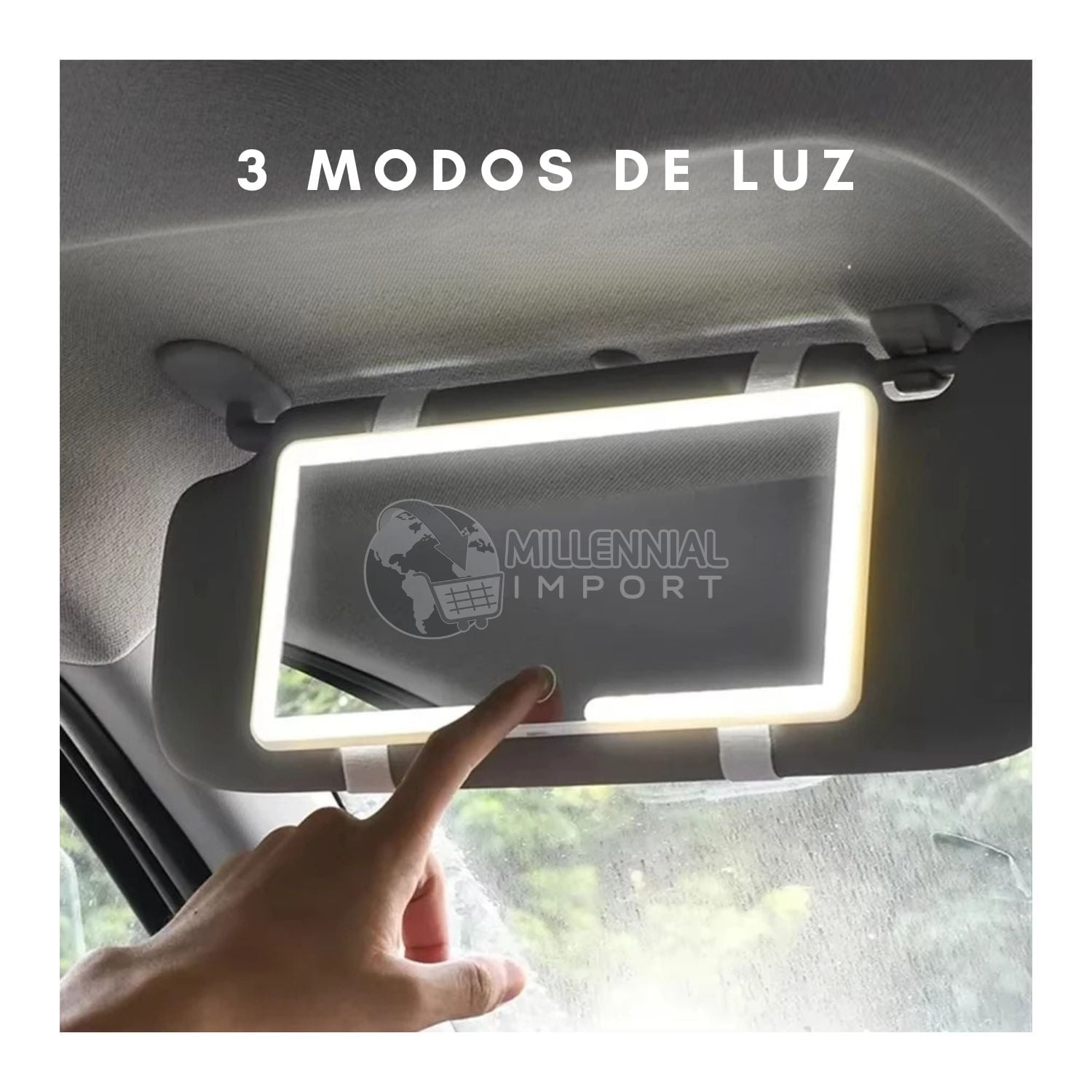 ESPEJO LED PARA AUTO CON 3 TONOS DE LUZ - 3