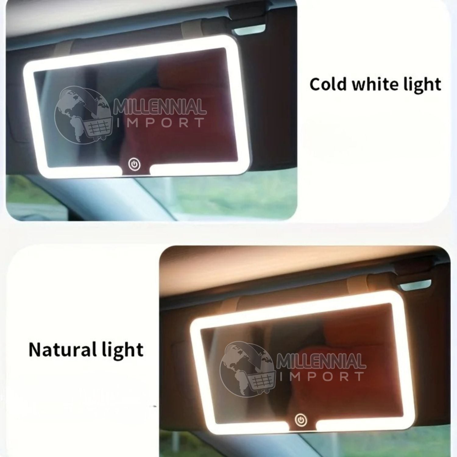 ESPEJO LED PARA AUTO CON 3 TONOS DE LUZ - 5