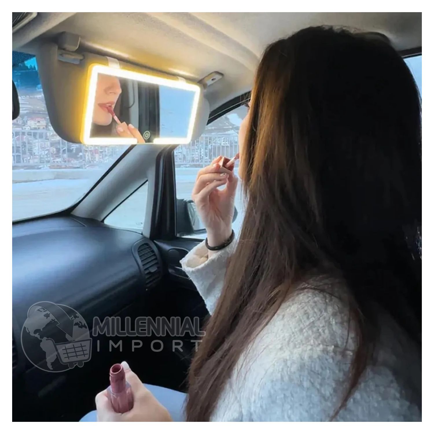 ESPEJO CON LUZ LED PARA AUTO - 8