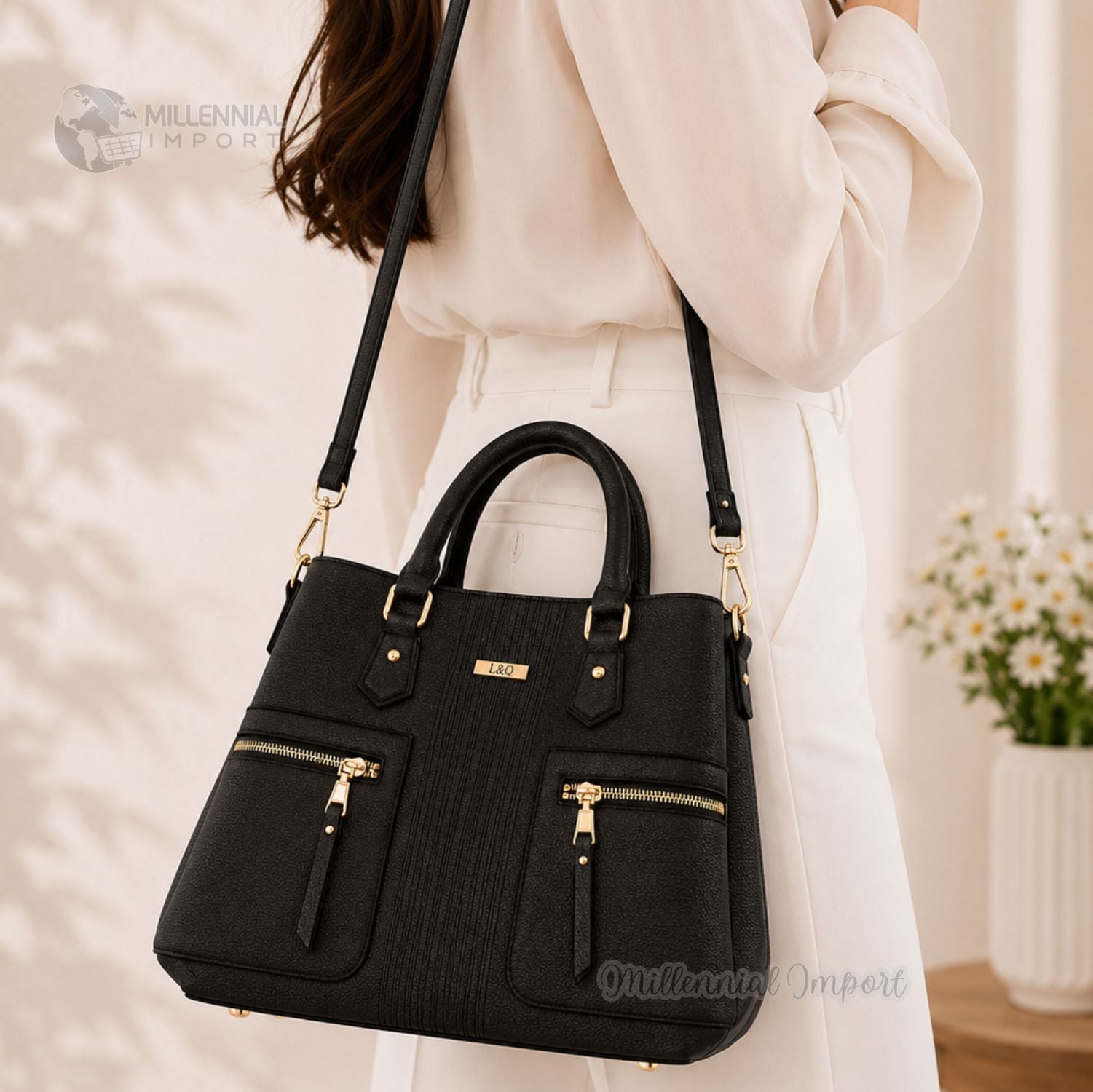 CARTERA BOLSO MILLENNIAL ELEGANTE MUJER INCLUYE CORREA REGULABLE COLOR NEGRO - 2