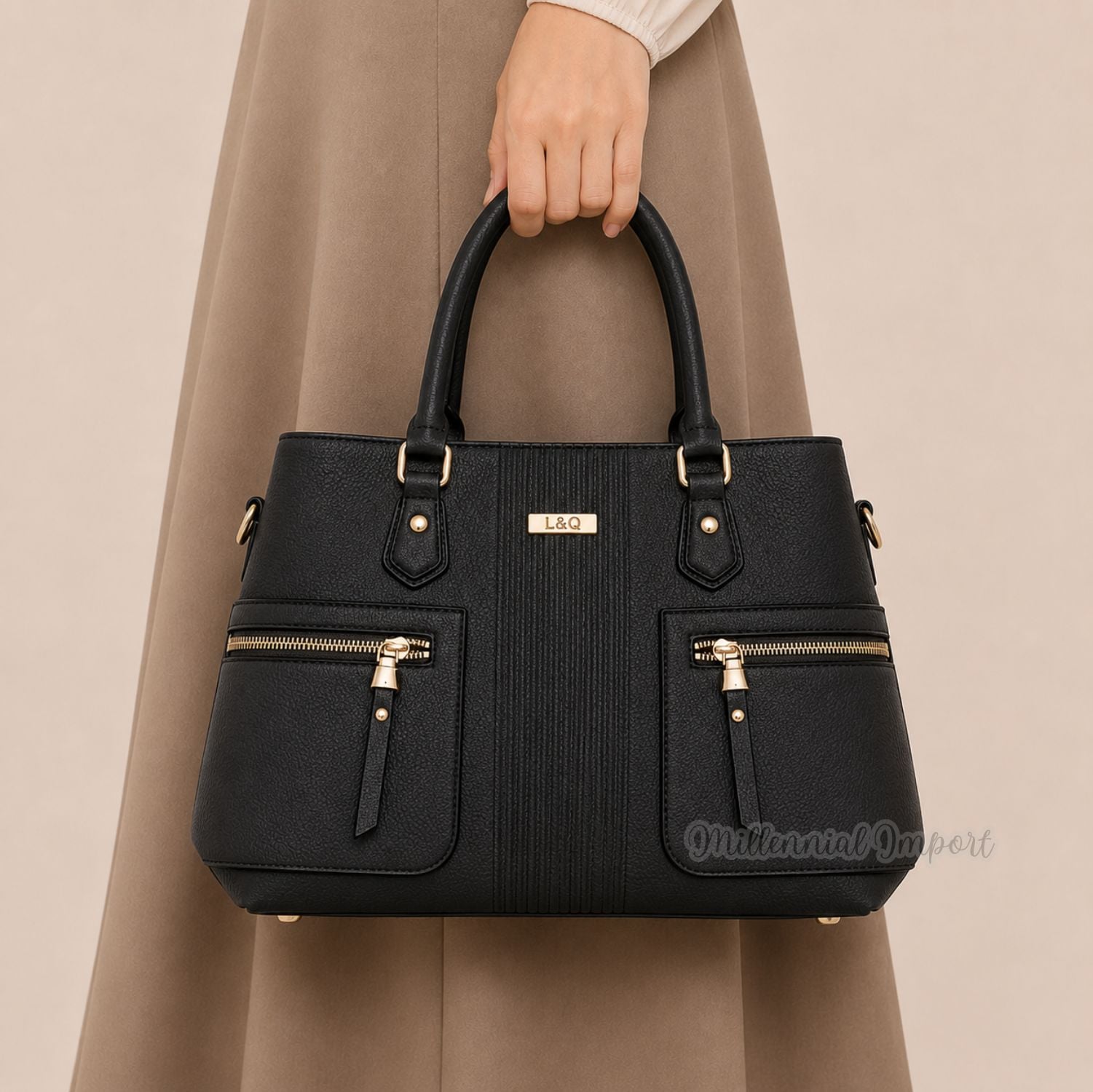 CARTERA BOLSO MILLENNIAL ELEGANTE MUJER INCLUYE CORREA REGULABLE COLOR NEGRO - 3